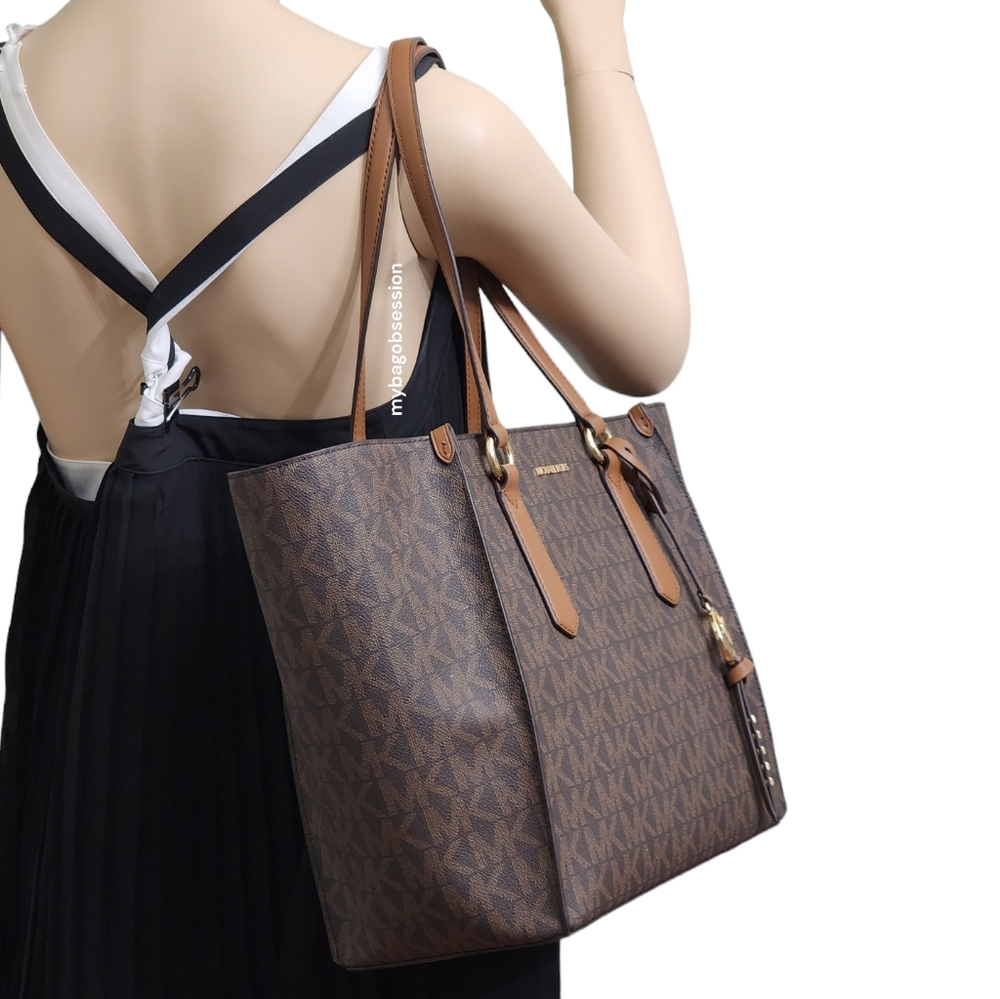 Michael Kors Kris Logo LG Shoulder Bag Brown - Picture 2 of 6